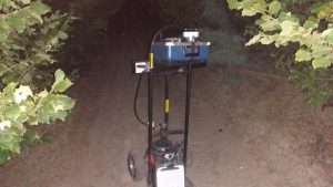 Pressure reading equipment doing Pre-dawn pressure bomb readings in a truffle orchard.