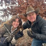 Ken Fry and daughter Audrey Fry holding first truffles (T. borchii) at Homer Fry orchard.