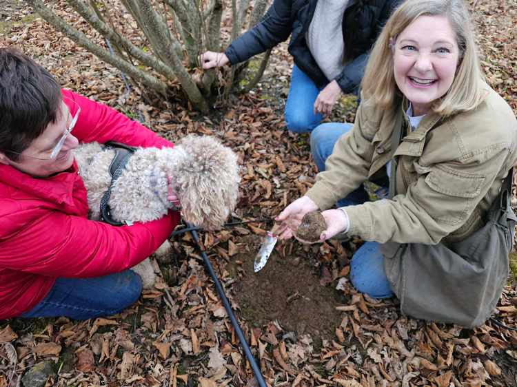 Margaret Townsend (right), Luca (center), harvesting Tuber melanosporum Newtown Truffiere, KY